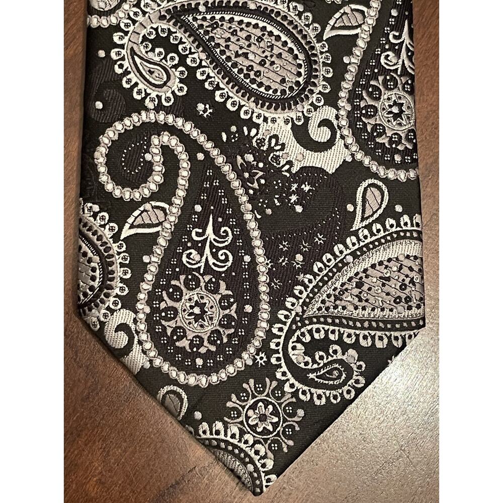 Bill Robinson Black Gray Hand Made 100% Polyester Men’s Neck Tie Made In China